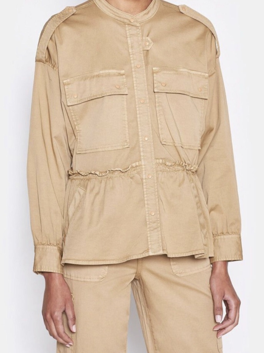Joie Utility Drawstring Jacket in Khaki